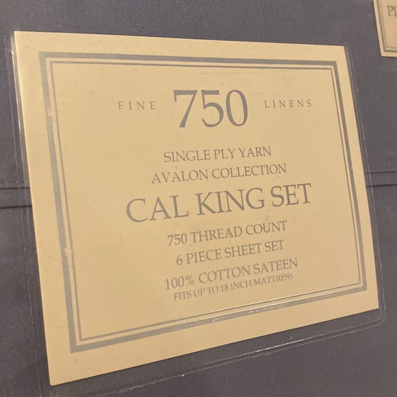 Macys 750 Thread Count Avalon Collection Cal King Sateen Sheet Set Blue NWT 6-pc - Picture 2 of 8